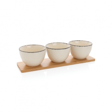 Logo trade promotional items picture of: Ukiyo 3pc serving bowl set with bamboo tray