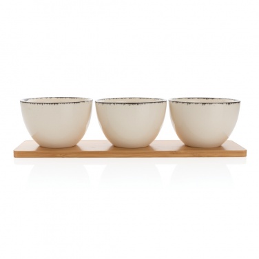 Logo trade promotional merchandise picture of: Ukiyo 3pc serving bowl set with bamboo tray
