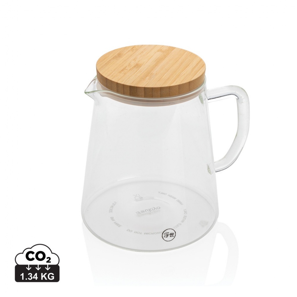 Logo trade promotional giveaways picture of: Ukiyo borosilicate glass carafe with bamboo lid 1.2L