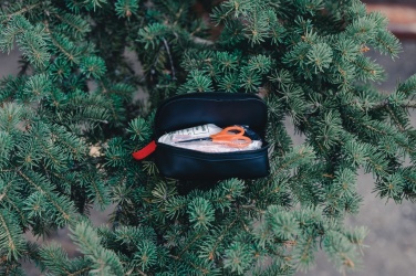 Logo trade business gifts image of: RCS recycled nubuck PU pouch first aid set mailable