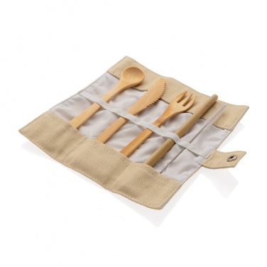 Logotrade promotional product image of: Reusable bamboo travel cutlery set
