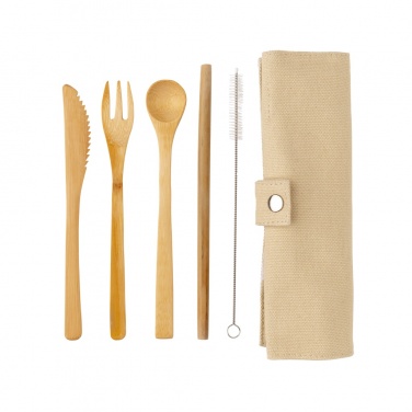 Logo trade business gifts image of: Reusable bamboo travel cutlery set