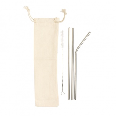Logo trade promotional giveaways picture of: Reusable stainless steel 3 pcs straw set