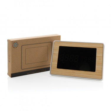 Logo trade corporate gift photo of: Utah RCS recycled plastic and bamboo LED clock