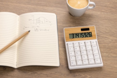 Logo trade corporate gifts image of: Utah RCS recycled plastic and  bamboo calculator