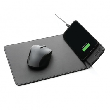 Logo trade business gifts image of: Swiss Peak RCS recycled PU 10W wireless charging mousepad