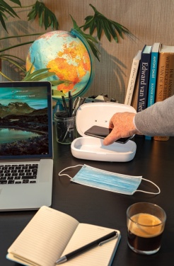 Logo trade corporate gifts image of: UV-C steriliser box with 5W wireless charger