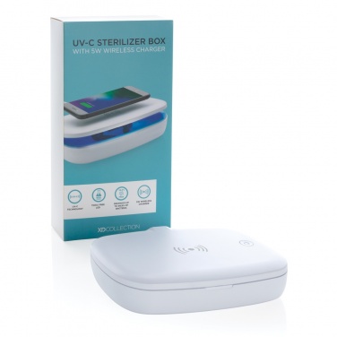 Logo trade corporate gifts picture of: UV-C steriliser box with 5W wireless charger
