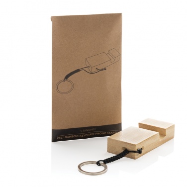 Logotrade corporate gift image of: Standkey bamboo keychain phone stand