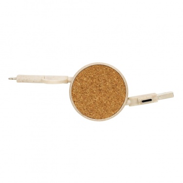 Logotrade promotional merchandise photo of: Cork and Wheat 6-in-1 retractable cable