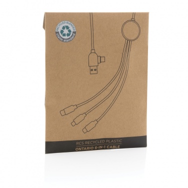 Logo trade promotional items image of: RCS recycled plastic Ontario 6-in-1 cable