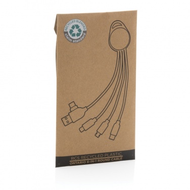 Logotrade promotional merchandise photo of: RCS recycled plastic Ontario 6-in-1 round cable