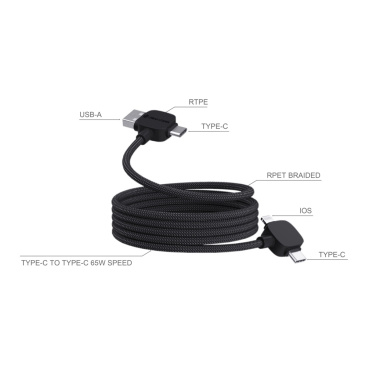 Logo trade promotional giveaways picture of: Urban Vitamin Stockton 65W RCS RTPE/RPET magnetic cable