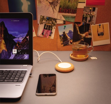 Logo trade business gifts image of: Cork and Wheat 5W wireless charger