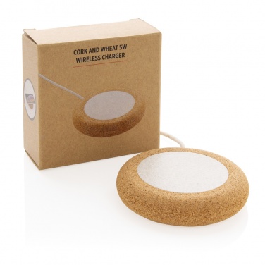 Logo trade promotional gifts picture of: Cork and Wheat 5W wireless charger