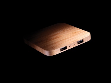 Logo trade promotional gifts picture of: Bamboo 5W wireless charger with USB