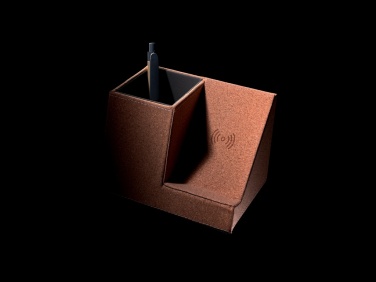 Logo trade promotional gift photo of: Cork pen holder and 5W wireless charger