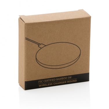 Logotrade business gift image of: Bamboo 5W round wireless charger