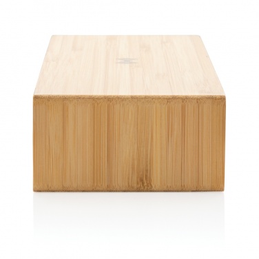 Logo trade promotional gift photo of: Bamboo alarm clock with 5W wireless charger