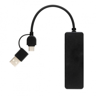 Logo trade promotional gifts image of: RCS recycled plastic USB hub with dual input