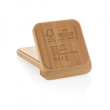 Logo trade corporate gift photo of: Bamboo 5W wireless charging stand