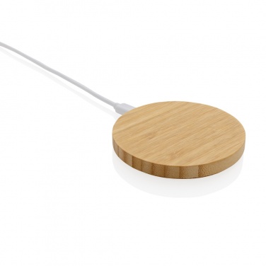 Logo trade promotional items image of: Bamboo 15W wireless charger