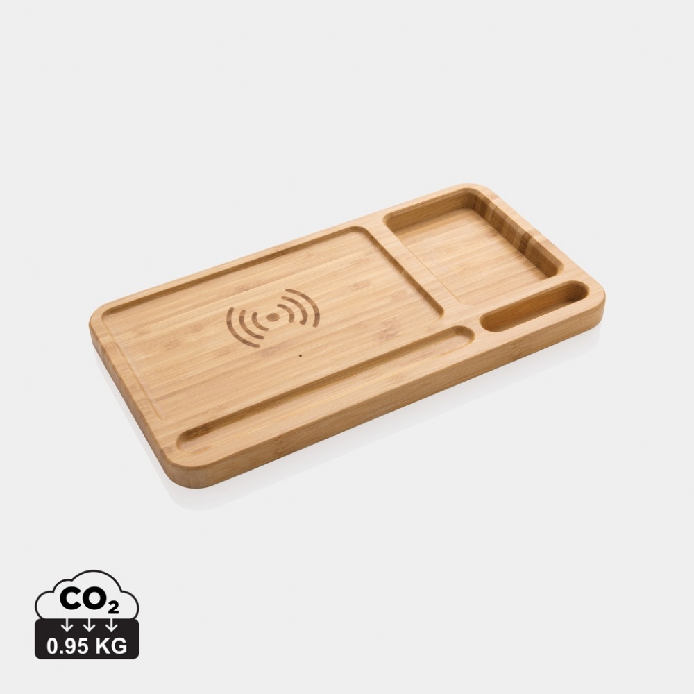 Logo trade promotional product photo of: Bamboo desk organiser 10W wireless charger