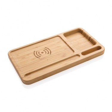 Logotrade corporate gift image of: Bamboo desk organiser 10W wireless charger