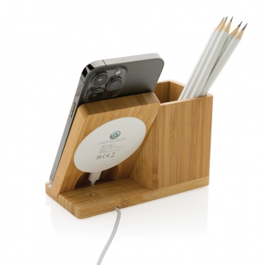 Logotrade promotional item image of: Calgary bamboo 10W wireless charger