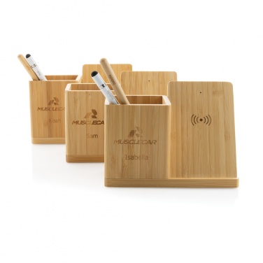Logotrade promotional gift picture of: Calgary bamboo 10W wireless charger