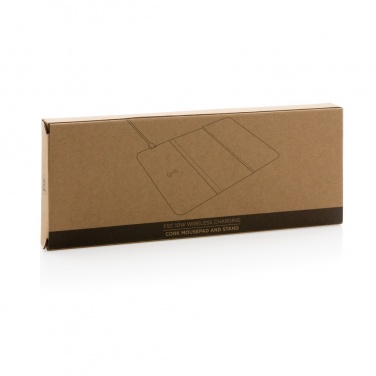 Logo trade promotional merchandise image of: 10W wireless charging cork mousepad and stand