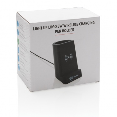 Logo trade promotional items picture of: Light up logo 5W wireless charging pen holder