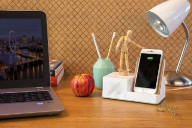 Logo trade promotional giveaway photo of: Ontario 5W wireless charger with speaker