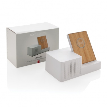 Logo trade corporate gifts picture of: Ontario 5W wireless charger with speaker