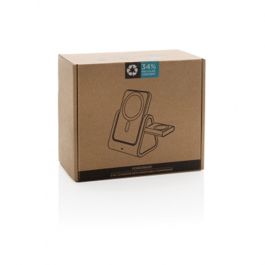 Logo trade promotional items image of: Powerbase RCS recycled plastic 3 in 1 charger with powerbank