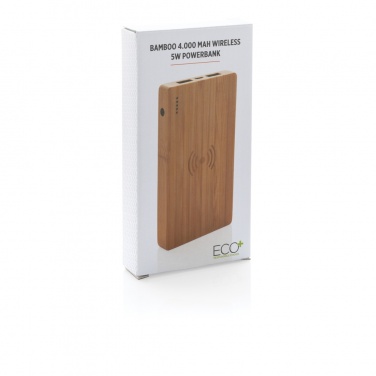 Logotrade promotional product picture of: Bamboo 4.000 mAh wireless 5W Powerbank