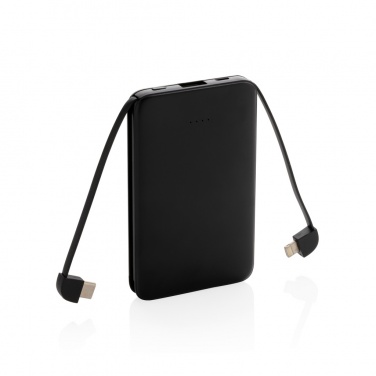 Logo trade business gift photo of: 5.000 mAh Pocket Powerbank with integrated cables