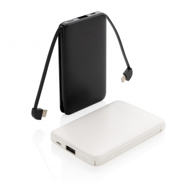 Logo trade advertising product photo of: 5.000 mAh Pocket Powerbank with integrated cables