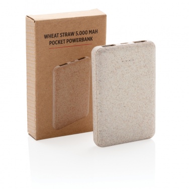 Logo trade promotional product photo of: Wheat Straw 5.000 mAh Pocket Powerbank