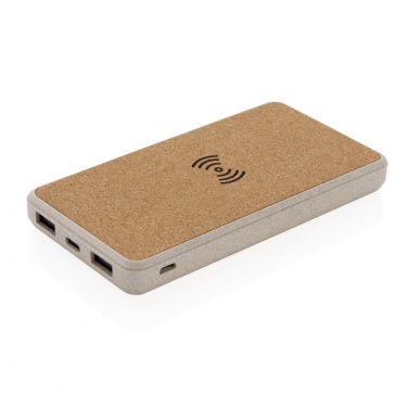 Logotrade promotional product picture of: Cork and Wheat Straw 8.000 mAh 5W wireless powerbank