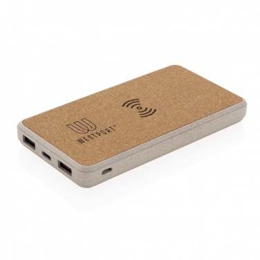Logotrade promotional giveaway image of: Cork and Wheat Straw 8.000 mAh 5W wireless powerbank