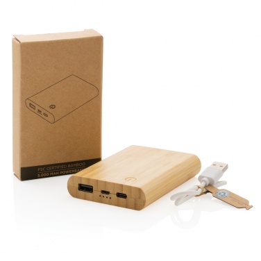 Logotrade corporate gifts photo of: Bamboo 5.000 mAh powerbank