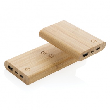 Logo trade business gift photo of: Bamboo 8.000 mAh 5W wireless powerbank