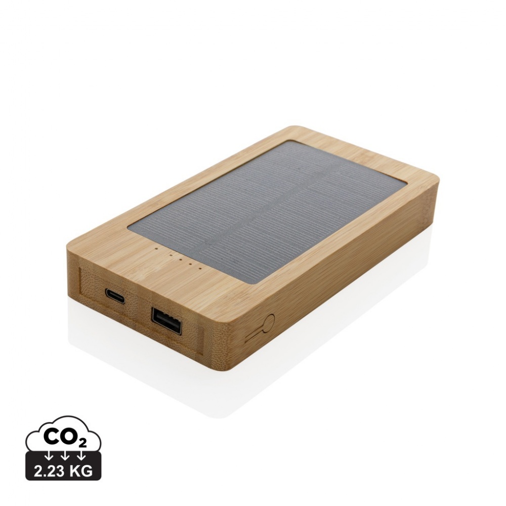 Logo trade advertising product photo of: Sunwick 10.000 mAh Bamboo solar powerbank