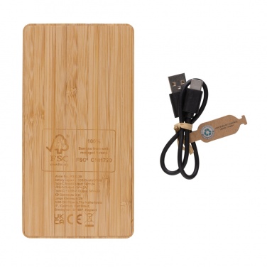 Logo trade advertising product photo of: Sunwick 10.000 mAh Bamboo solar powerbank