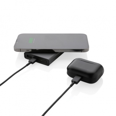 Logo trade advertising products image of: Terra RCS recycled aluminium 5000 mAh powerbank 5W wireless