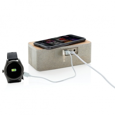 Logo trade corporate gift photo of: Wheatstraw wireless charging speaker