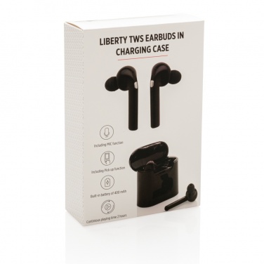 Logo trade promotional merchandise picture of: Liberty wireless earbuds in charging case