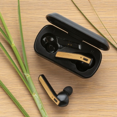 Logotrade promotional giveaways photo of: Bamboo Free Flow TWS earbuds in case