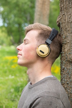 Logo trade promotional merchandise image of: Bamboo wireless headphone
